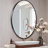 CLBA 26x38 inch Oval Mirror, Matte Black Bathroom Mirrors for Over Sink, Entryway, Bedroom, Living Room(Horizontally or Verti