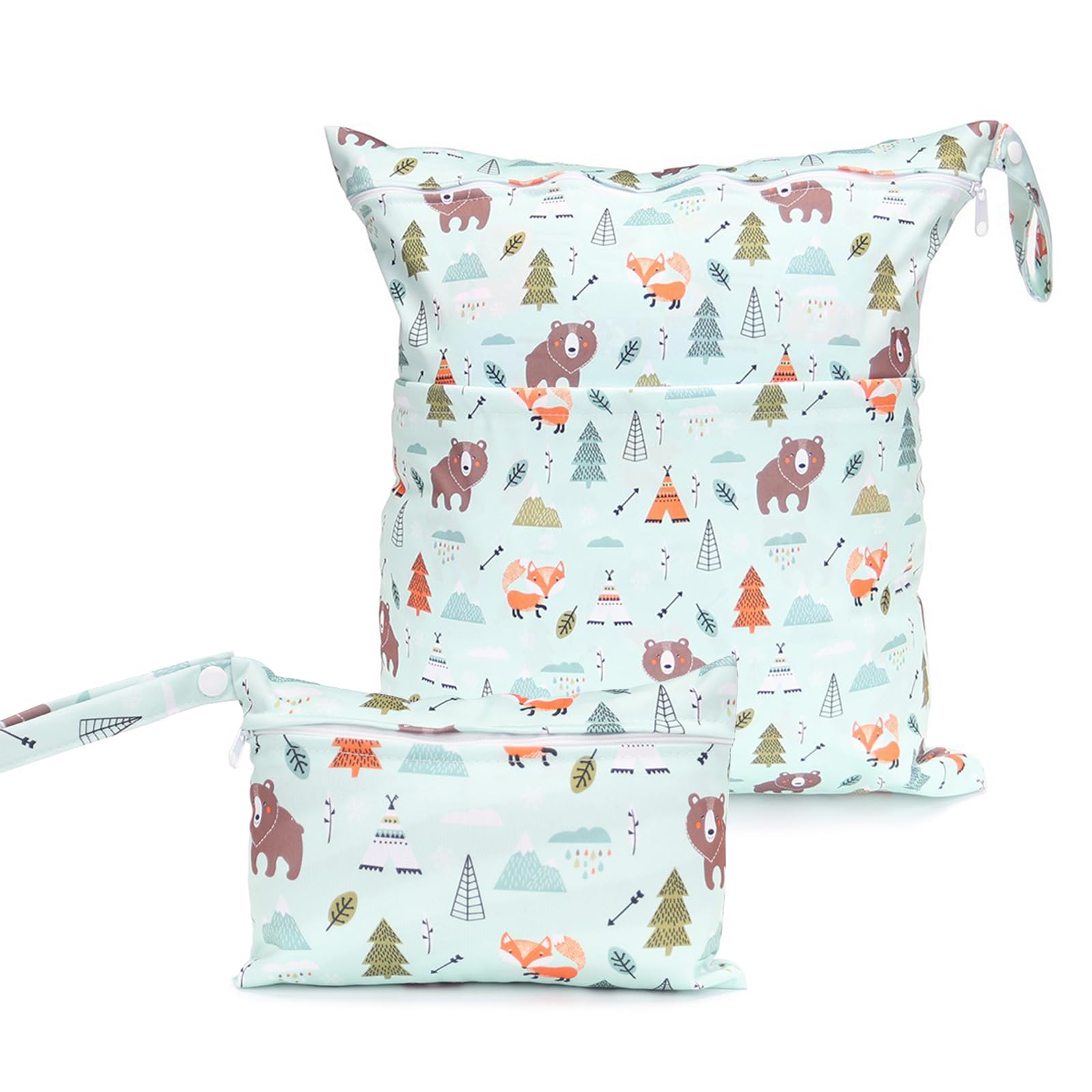 EULAPGOE Wet Bag, 2 Pcs Baby Waterproof Diaper Organizer, Washable Reusable Double Zipper Diaper Day Care Wet Bag for Swimwear Baby Products