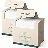 100 Count 2 PACK, Disposable Face Towel, Large Size 10"X 12", Disposable Face Cloths, 100% Biodegradable Towel, Skin Soft and Thick for Washing
