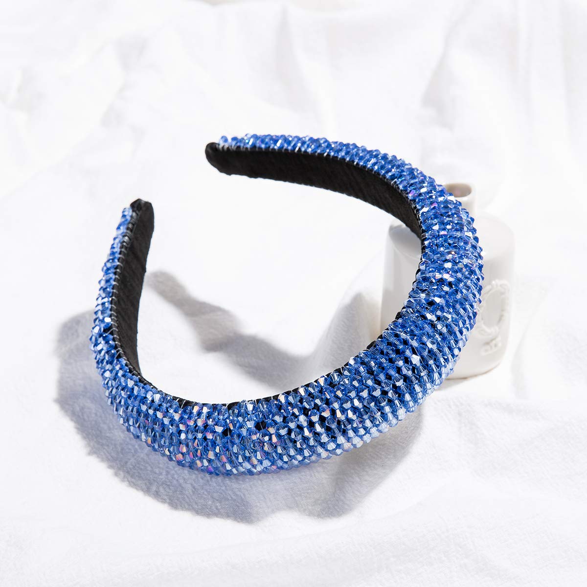 Beaded Padded Headband Glass Crystal Embellished Headband Hairband Hair Hoop Goth Wedding Headpiece Fashion Hair Accessory : Beauty