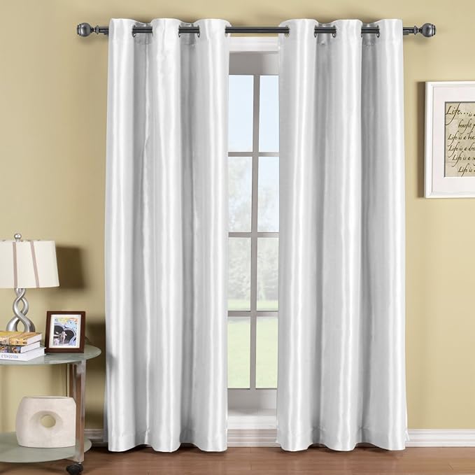 Amazon.com: Exquisite Draperies Pair of Two White Top Grommet Blackout