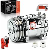 A-Premium Air Conditioner AC Compressor with Clutch | Compatible with Sanden 508, 2-Groove V-Belt, Chrome