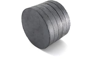 BURNUR Strong Circular Round Disc Magnets 45x6mm, Grade 8 Magnetic Disk for Crafting, Science and School Projects, Basic Grey Magnetic Discs - Pack of 5