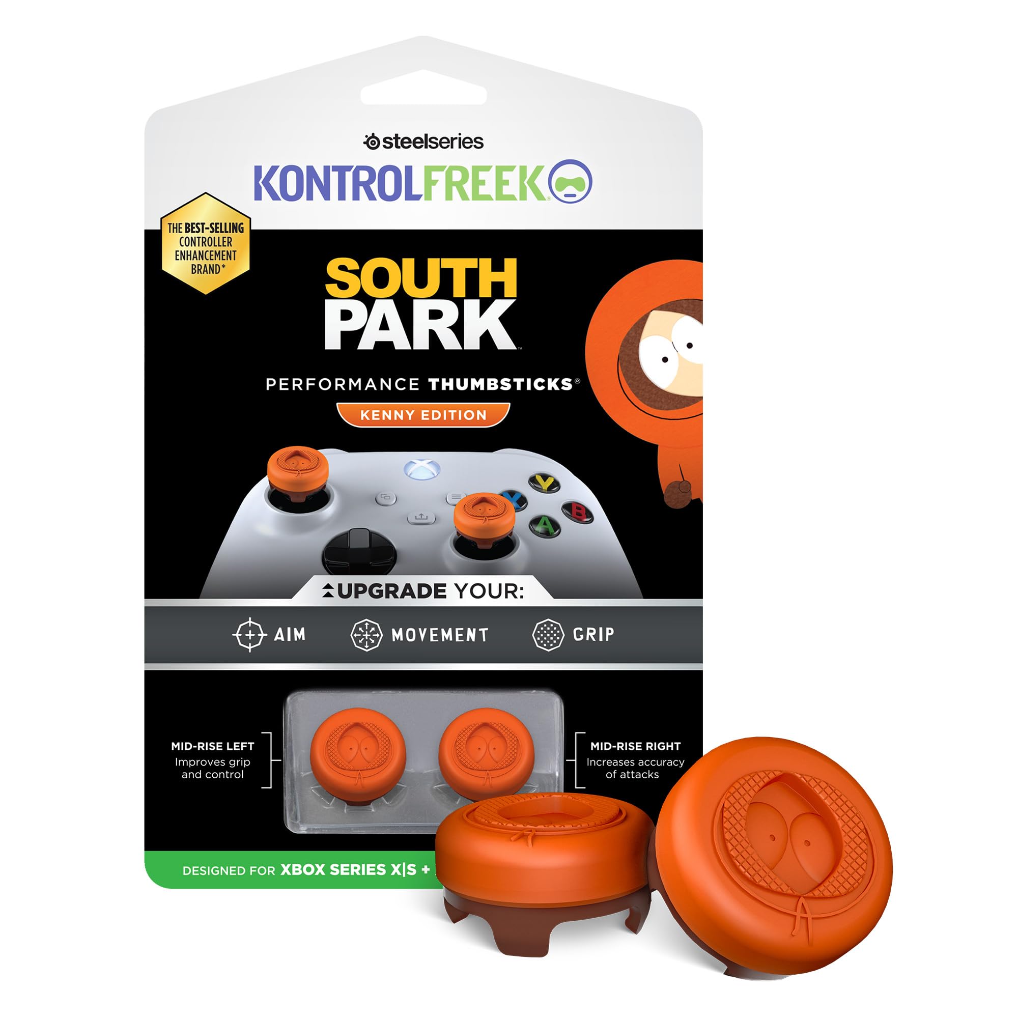 KontrolFreek South Park: Kenny Edition Performance Thumbsticks for Xbox One (XB1) and Xbox Series X (XBX) Controller | Mid-Rise, Concave | Orange
