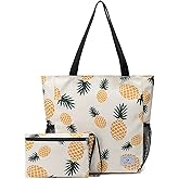 ETidy Large Capacity Foldable Tote Bag With Zipper Water-resistant SandproofWomen Beach Bag Handbag GymBag Travel ShoppingBag