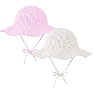 Zando 2-Pack UPF 50+ Baby Sun Hat Adjustable Infant Beach Hat 0-4T | 100% Cotton Soft Wide Brim Sun Protection Hats for Beach