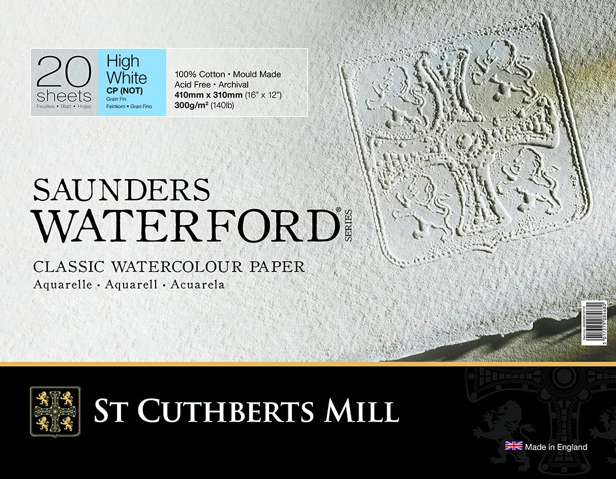 ST CUTHBERTS Mill - Saunders Waterford - Pad 20 Sheets 41 x 31 cm Glued on 4 Sides - 300 g/m² - Fine Grit, Extra White