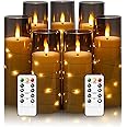 Eebuss Flameless Candles with Embedded Star String, Battery Operated LED Pillar Candles with Timer and Remote Control,Home Decorating for Ambiance， Set of 7 (D 2.3"×H 5" 5" 6" 6" 7" 7" 7")(Grey)