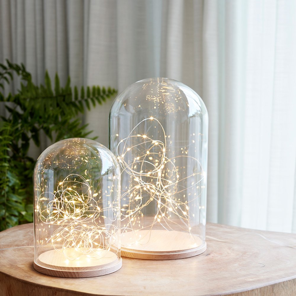 Campana Di Vetro Con Base In Bambù 19cm - Per Decorazioni E Centrotavola - Foto 5