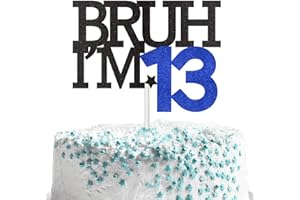 BRIKABIA Bruh I'm 13 Cake Topper, Happy 13th Birthday Decorations for Boy, Funny 13th Birthday Cake Topper Birthday Party Decoration Supplies