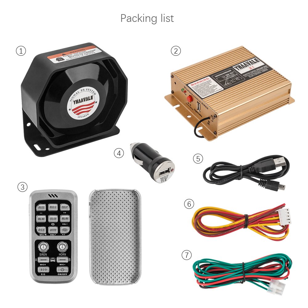 YHAAVALE X5 Amplifier Police Siren & Metal Ultra Slime Octagon Compact Flat Speaker,DC12V 100W Multi-Tones Wireless Remote Control with Mic Loudspeaker Emergency Electronic PA System for Police Cars