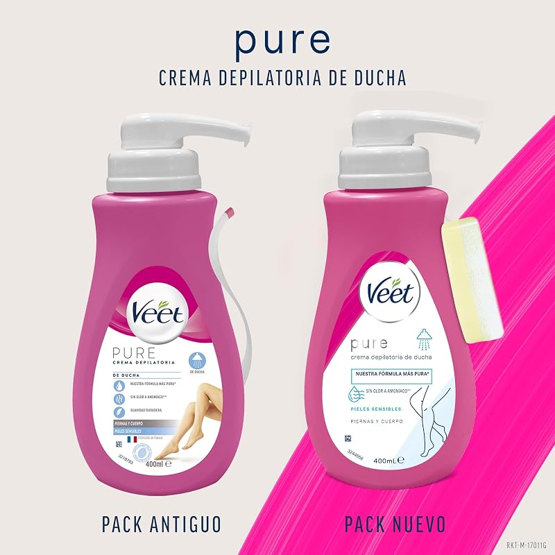 Creme de depilação corporal para mulheres durante o duche, com dispensador, pele sensível - 400ml