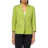 Kasper Women's Linen ONE Jacket W Bttn Sleeves, Kiwi