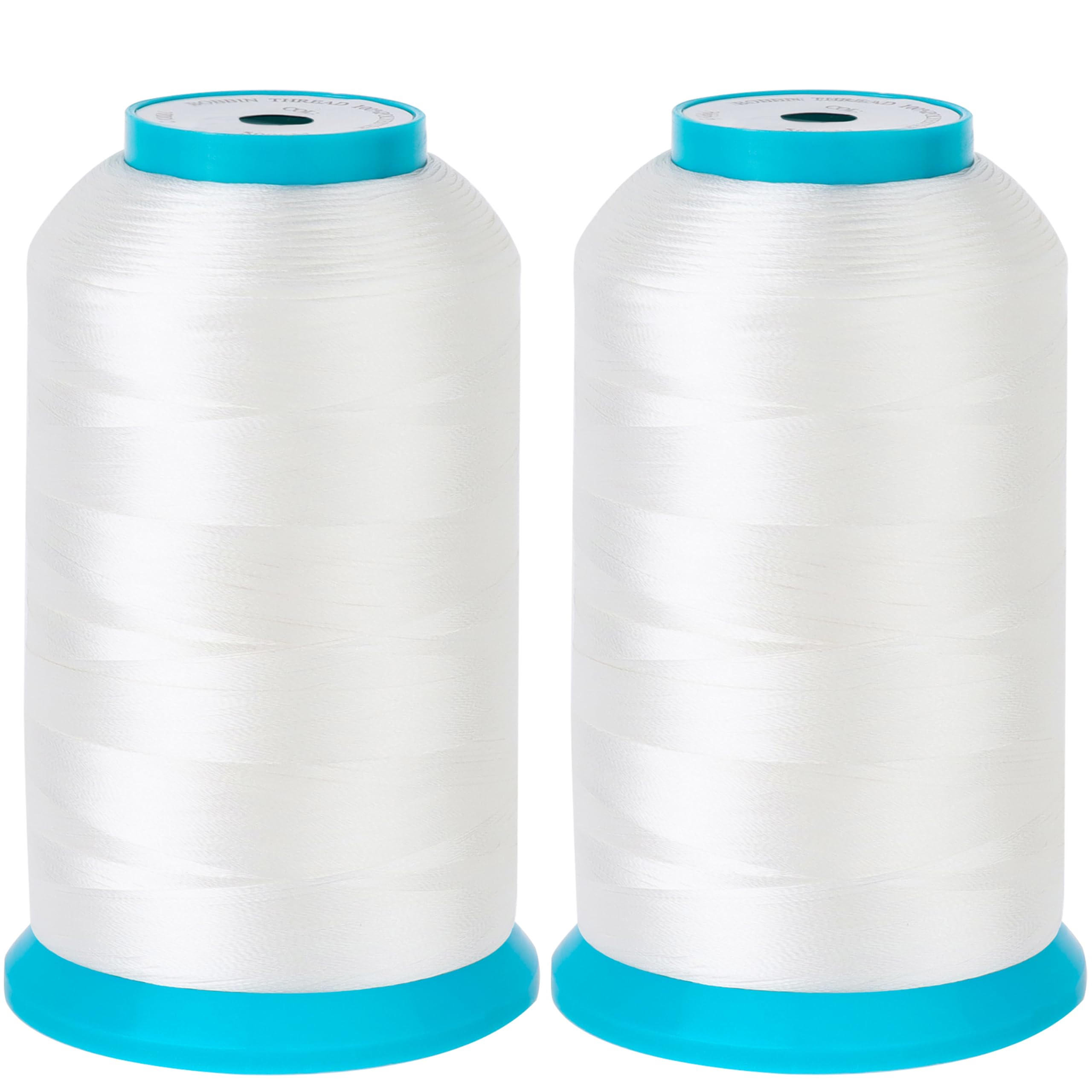 New brothread Set of 2 White Huge Spool 5000M (5500Y) Bobbin Thread for Embroidery and Sewing Machines