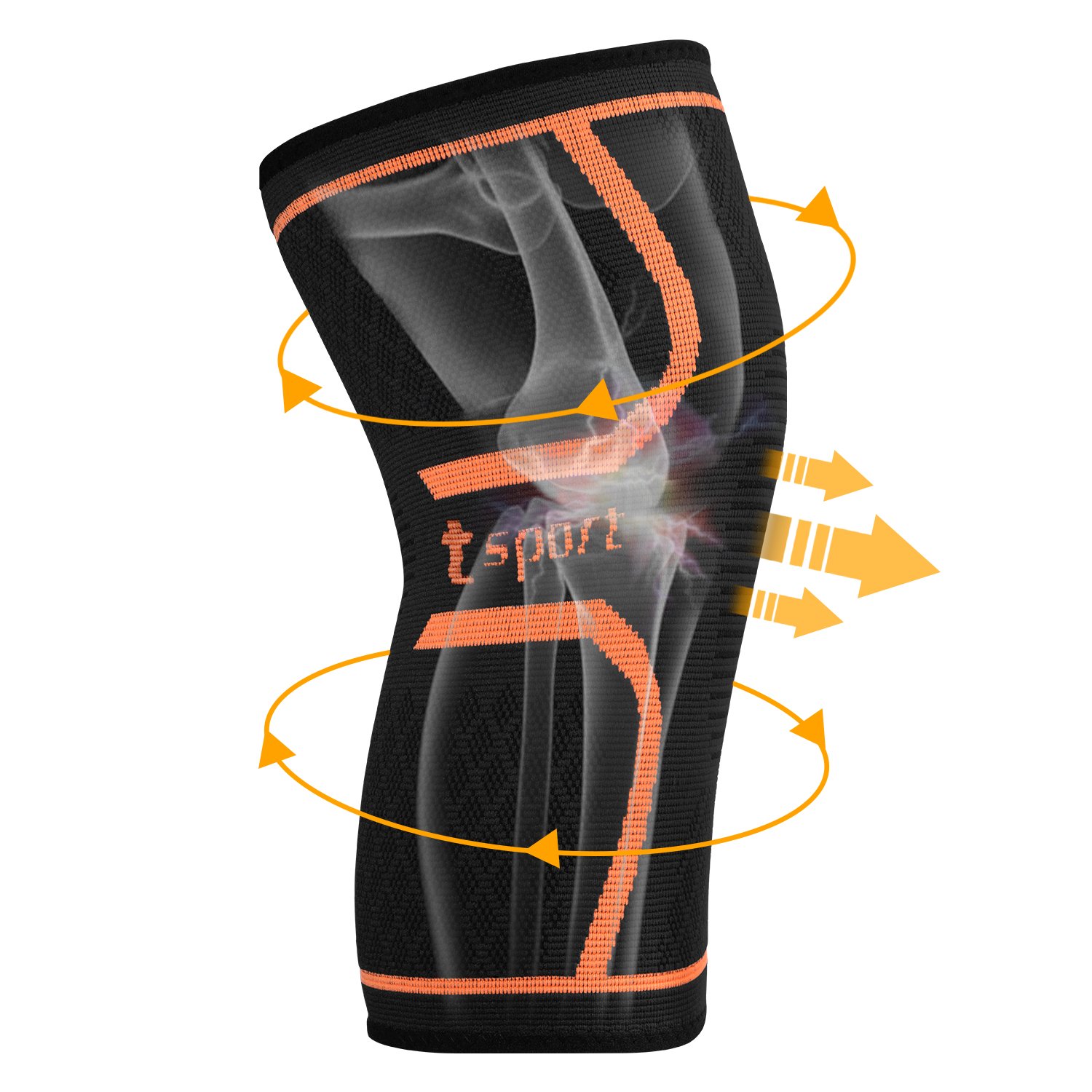 Toplus Knee Brace, Knee Support, Breathable, Anti-slip, Injury Recovery Compression Knee Sleeve for Sports, Running, Jogging, Arthritis, 1 Pair