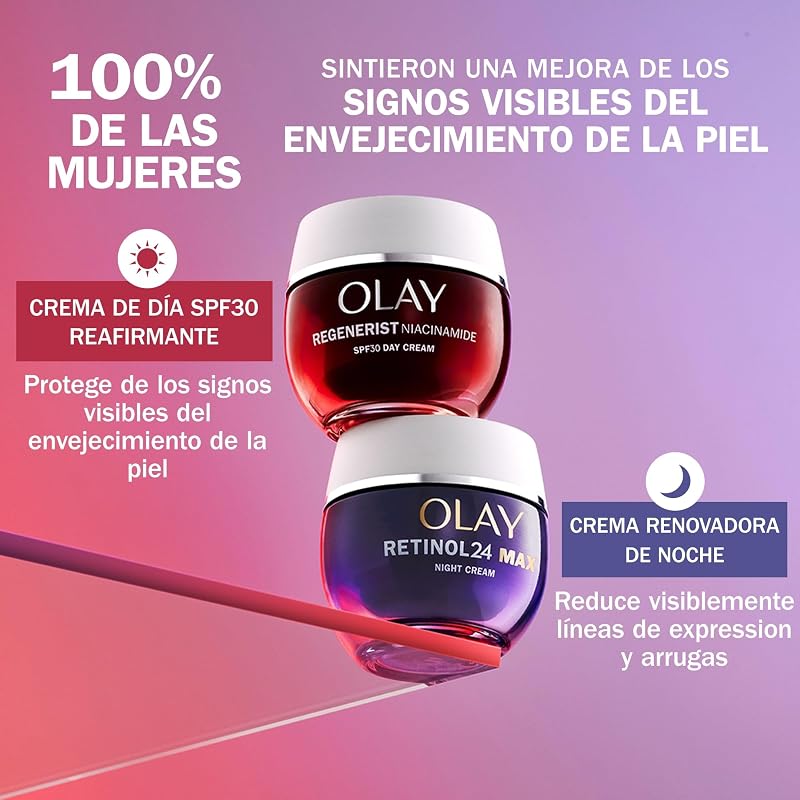 Retinol 24 MAX* Creme Facial Hidratante para a Noite, Cuidados de Pele com Vitamina E Antioxidante, +40%* Glicerina. Cuidados de Pele Noturnos Bem-Envelhecidos: Suaviza, Renova e Hidrata, 50 ml