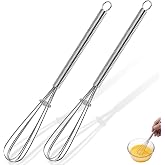 U-Taste Small Mini Whisks for Cooking, 18/8 Stainless Steel 7" Wisking Tool | Kitchen Mini Wrie Wisk Set of 2, Tiny Mixing Tool with 6-Wire Compact Head, Stirring Beating Coffee/Egg/Sauce in Bowl/Mug/Jar