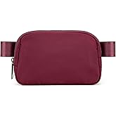YOSHUYUKI Waist Belt Bag for Women Lulu Dupes Mini Small Crossbody Purse Sling Bag Cute Fashion Waterproof Fanny Pack Over The Shoulder Bags Fashionable Travel Running Belt Pouch Bum Bag Red Merlot