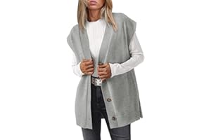 LILLUSORY Women V Neck Sweater Vest Oversized Long Cardigan Casual Vest Tops 2025 Trendy