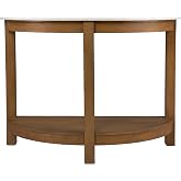 SEI Furniture Chandlen Demilune Wood 41" Console Table, White &amp; Natural