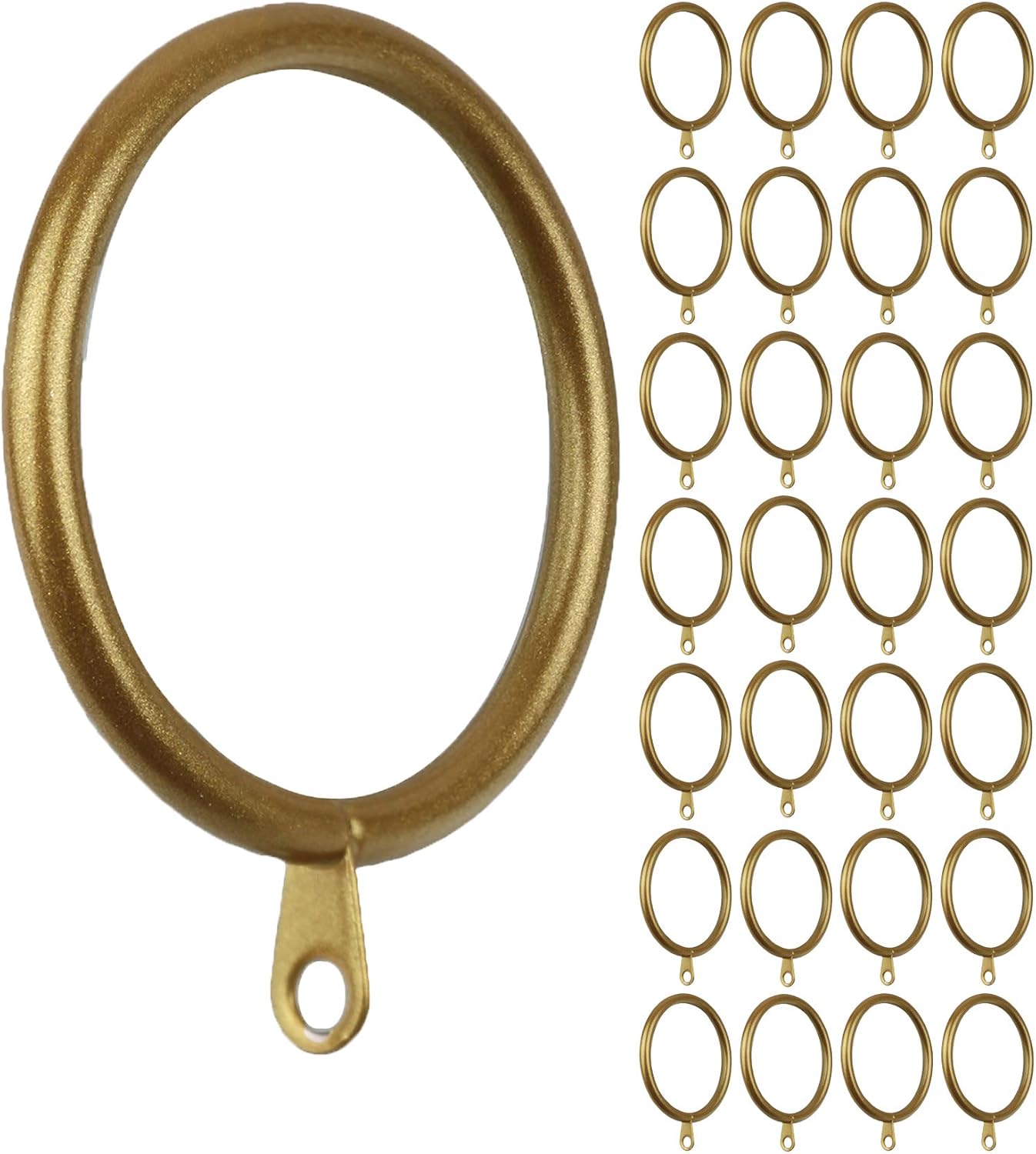 Window Treatment Hardware - Meriville 28 pcs Gold 1.5-Inch Inner Diameter Metal Curtain Rings with Eyelets, Fits Up to 1 1/4-Inch Rod