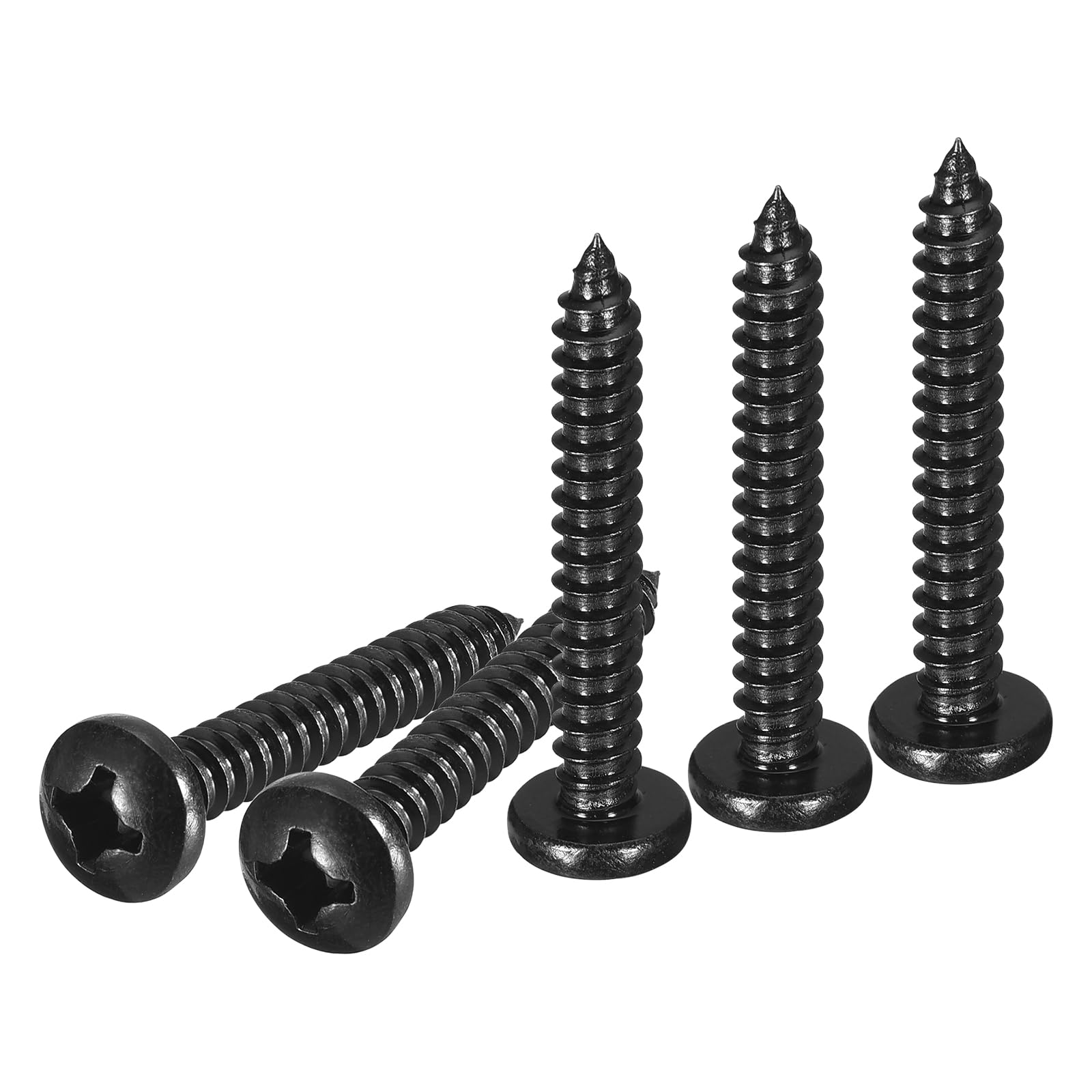 DTGN #12x1-1/2" Black Screws - 100Pack - 304 Stainless Steel Pan Head Phillips Screw — image 1