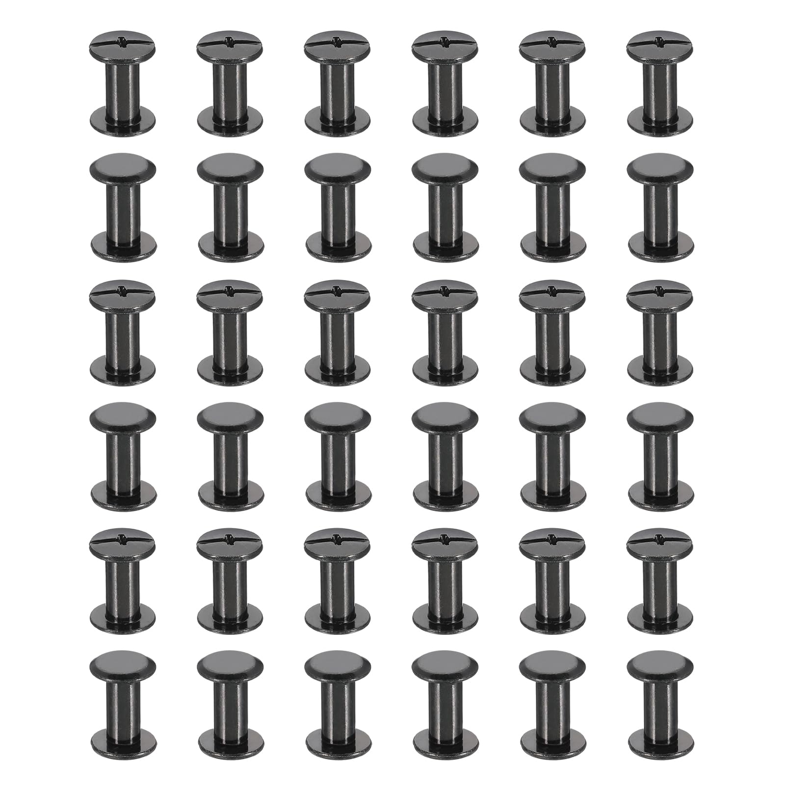 PATIKIL 50 Sets Chicago Screws, 11mm l Chicago Screws Phillips Binding Post Screw Bolts Leather Rivets Fasteners Connectors for Leather Belt Scrapbook Photo Albums, Black