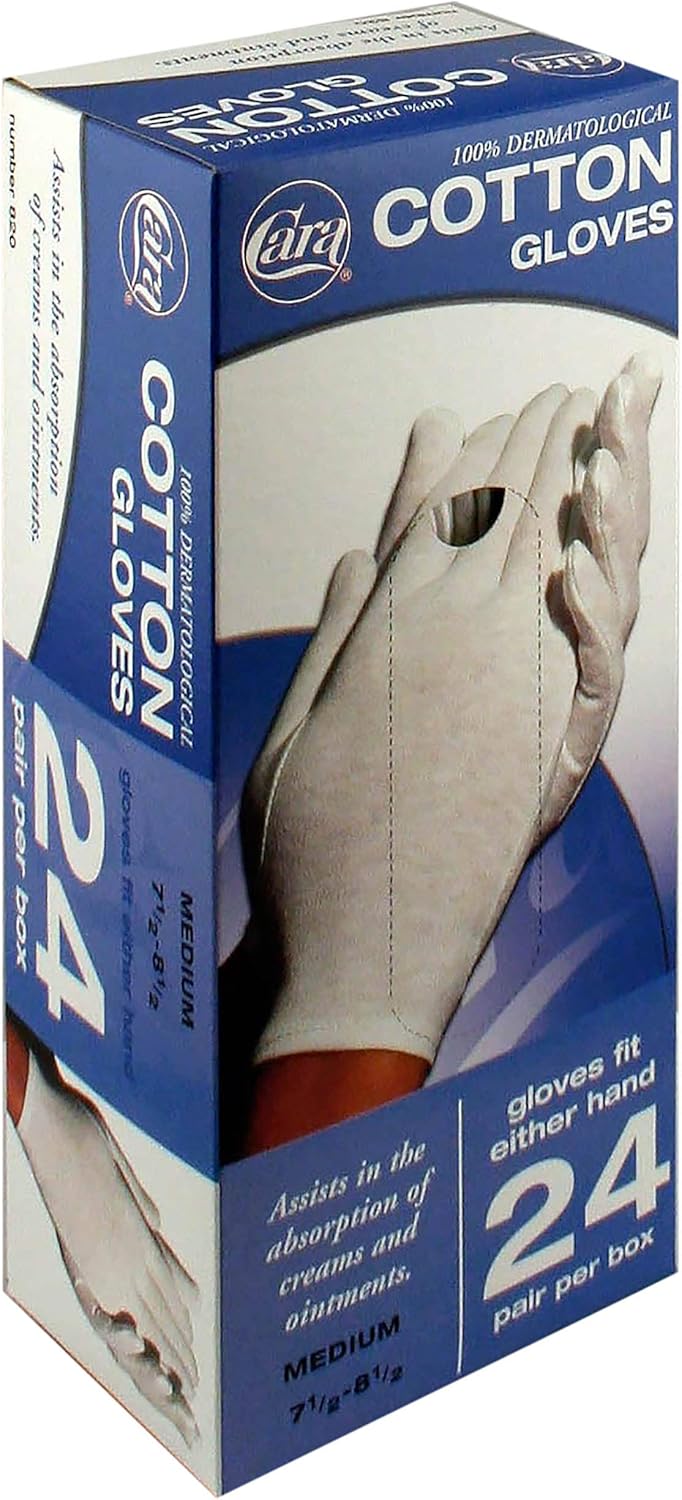 Cara Moisturizing Eczema Cotton Gloves, Medium, 24 Pair: Health & Personal Care