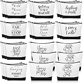 Sanwuta 30pcs International Women's Day Gifts for Women Inspirational Makeup Bags with Zipper Thank You Cosmetic Bags Gift for Coworkers Employee Volunteer (Classic)