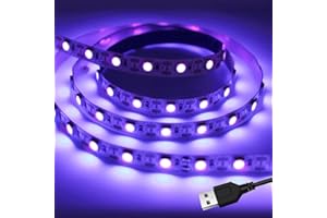 iNextStation LED UV LED Light Strip USB Operated 2M/6.6ft 5V 5050 SMD 395nm-405nm Blacklight for Fluorescent, 3D Print Curing