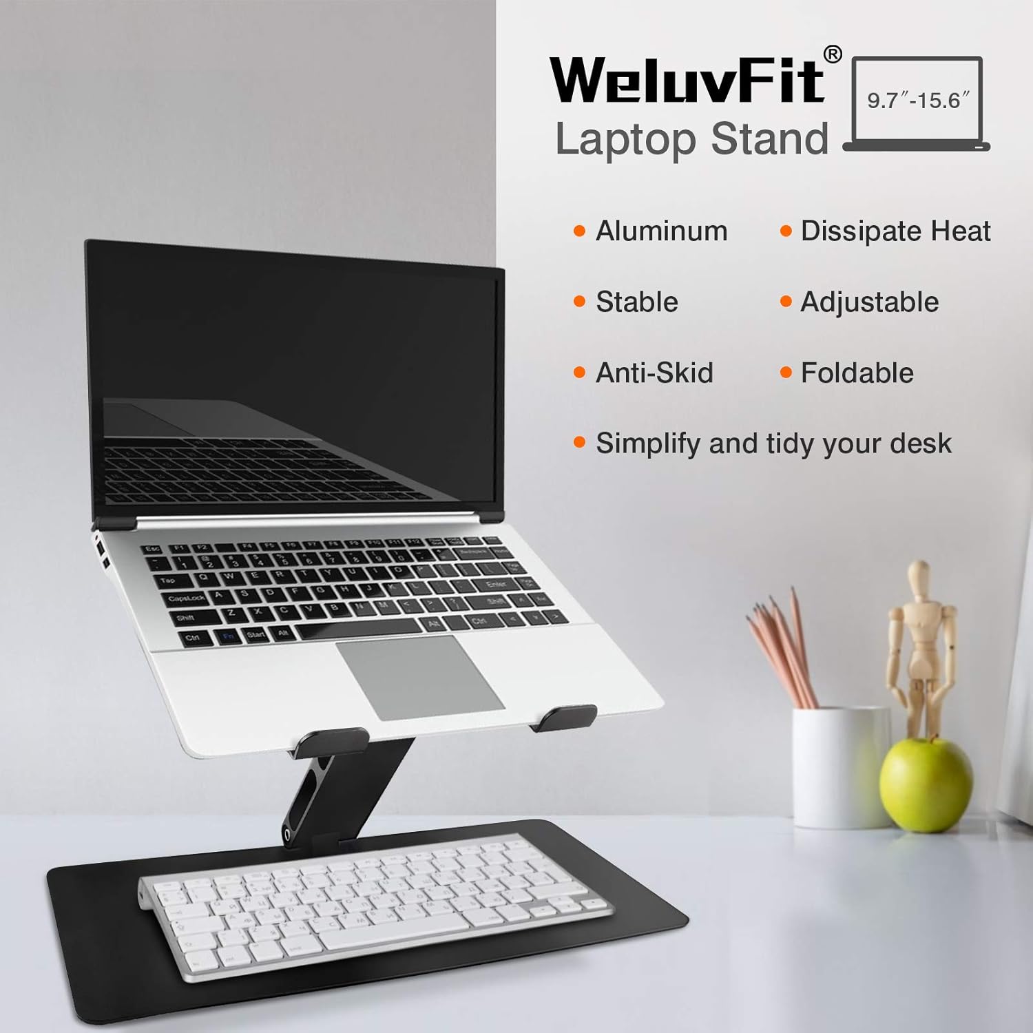 Laptop Stand, WeluvFit Adjustable Computer Stand with Large Base, Aluminum Ergonomic Portable Laptop Riser Holder for Leg & Desk, Compatible with MacBook Air Pro, Dell, Lenovo & More 9.7-15.6"Notebook: Electronics