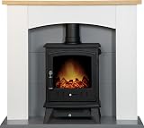 Adam Huxley Fireplace Suite White Grey Oak Black Aviemore Electric Stove 39 Inch view 1