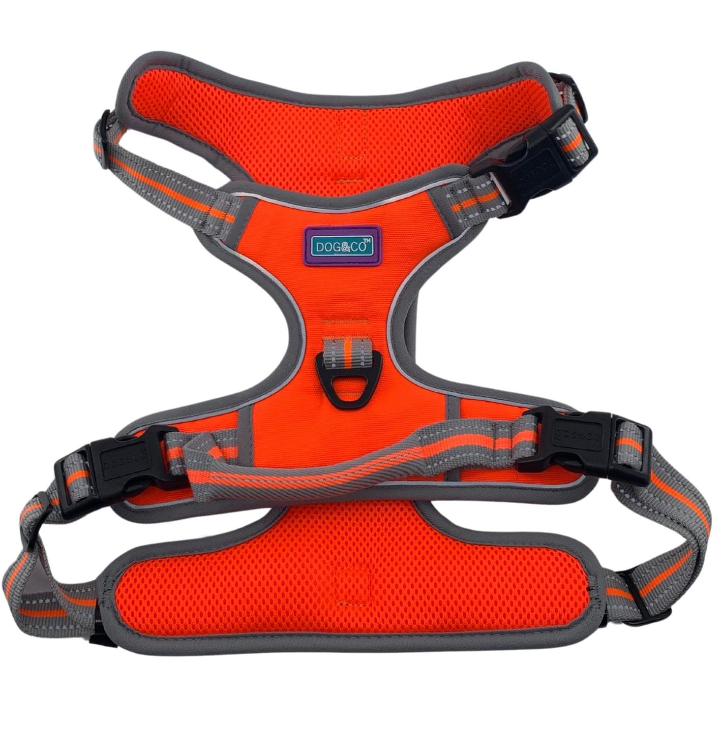 Hem and Boo Dog Harness, Sporty, Orange, XL, No-pull Reflective Stitching