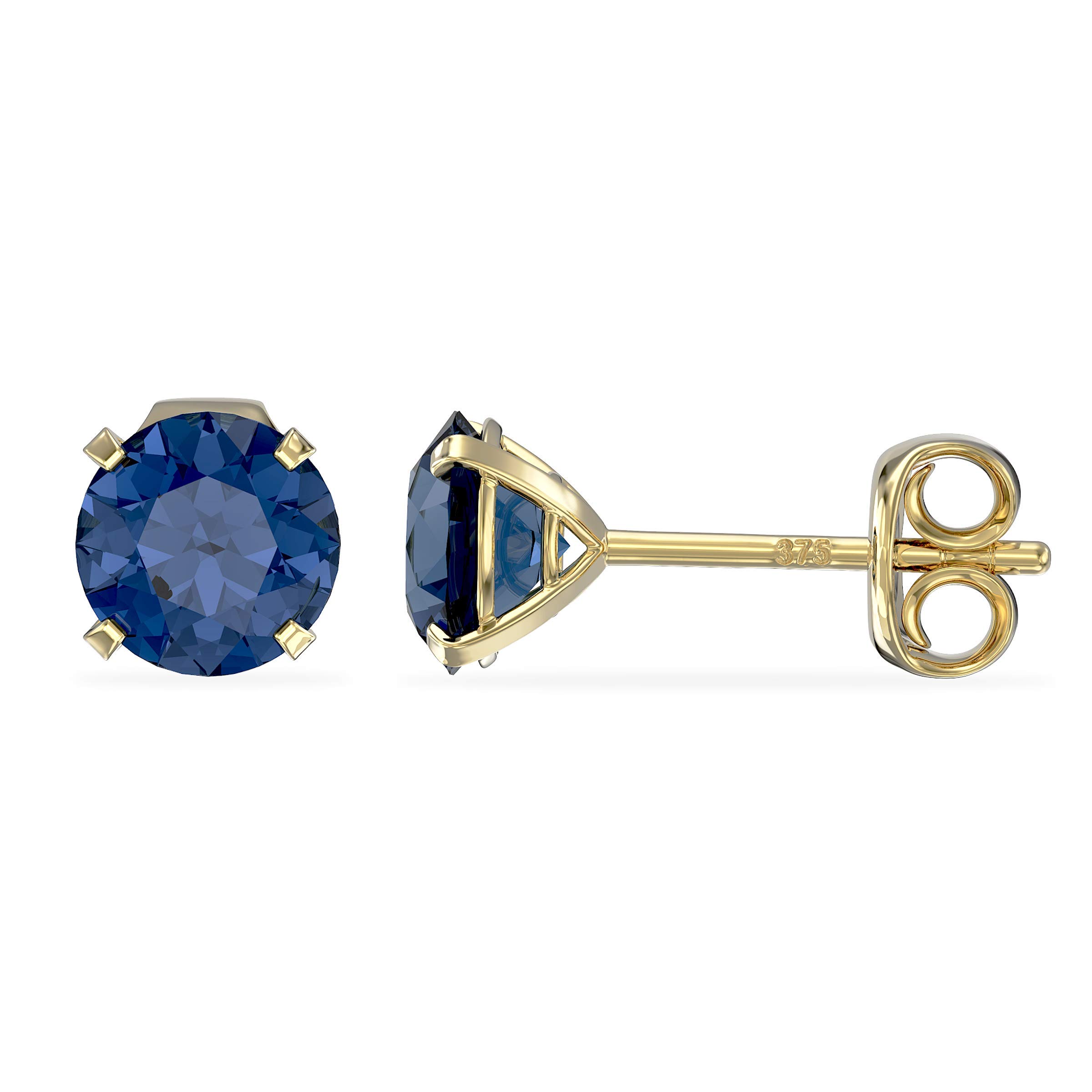 Aeon Birthstone Stud Earrings - September Sapphire | 9ct Yellow Gold & Cubic Zirconia Diamond | Polishing Cloth Included