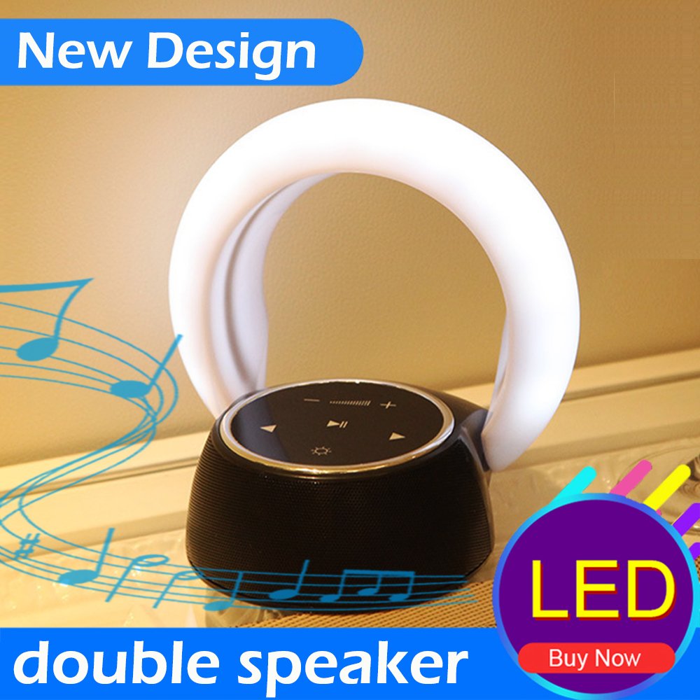 Speaker Lamp, LK&smart Portable Wireless Double Horn Bluetooth Speaker lamp, 360°Surround Sound, night light (New Design)