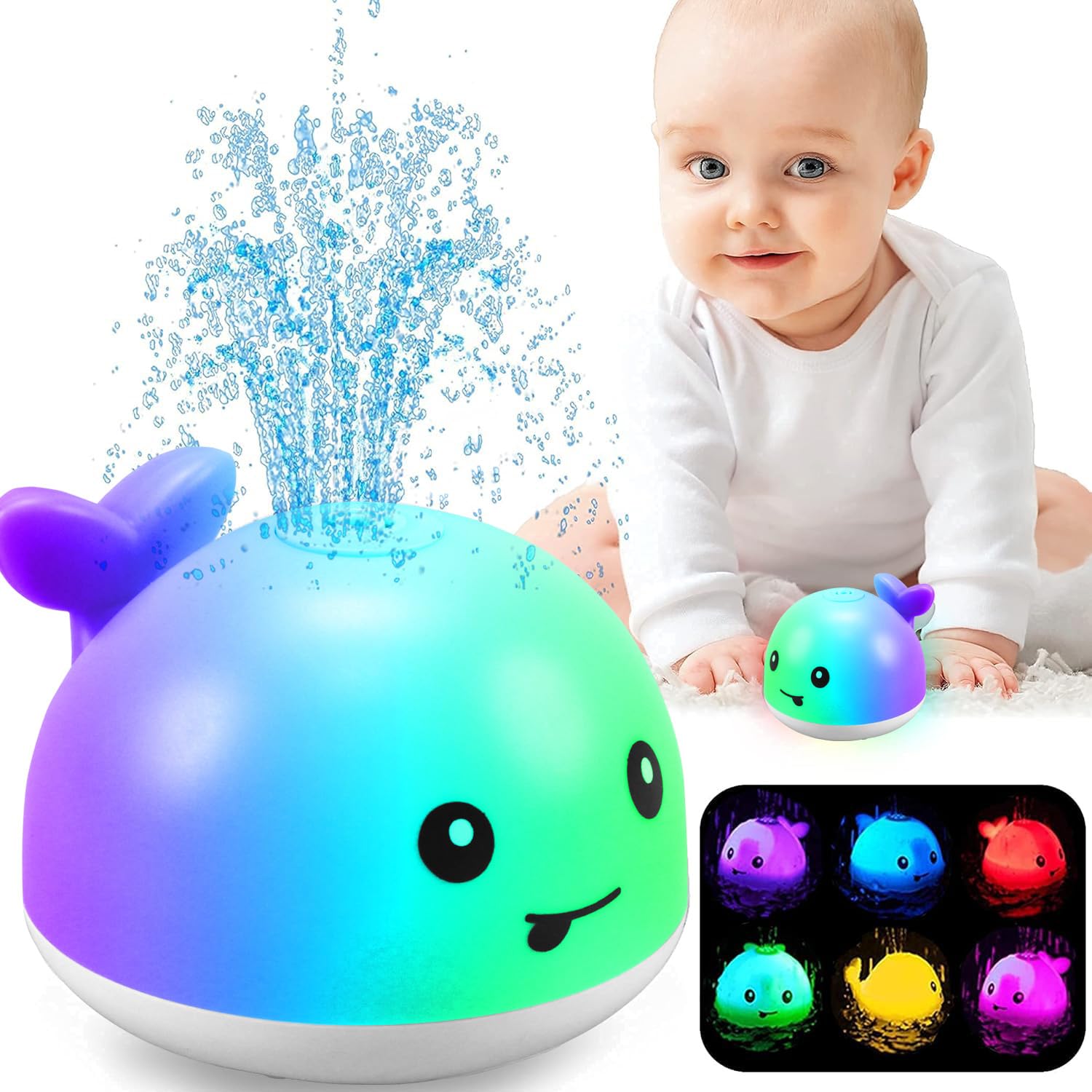 Photo 1 of ZHENDUO Baby Bath Toys, Whale Spray Water Bath Toy, Sprinkler Bathtub Shower Toys for Toddlers Kids Boys Girls, Pool Toy for Baby (White)