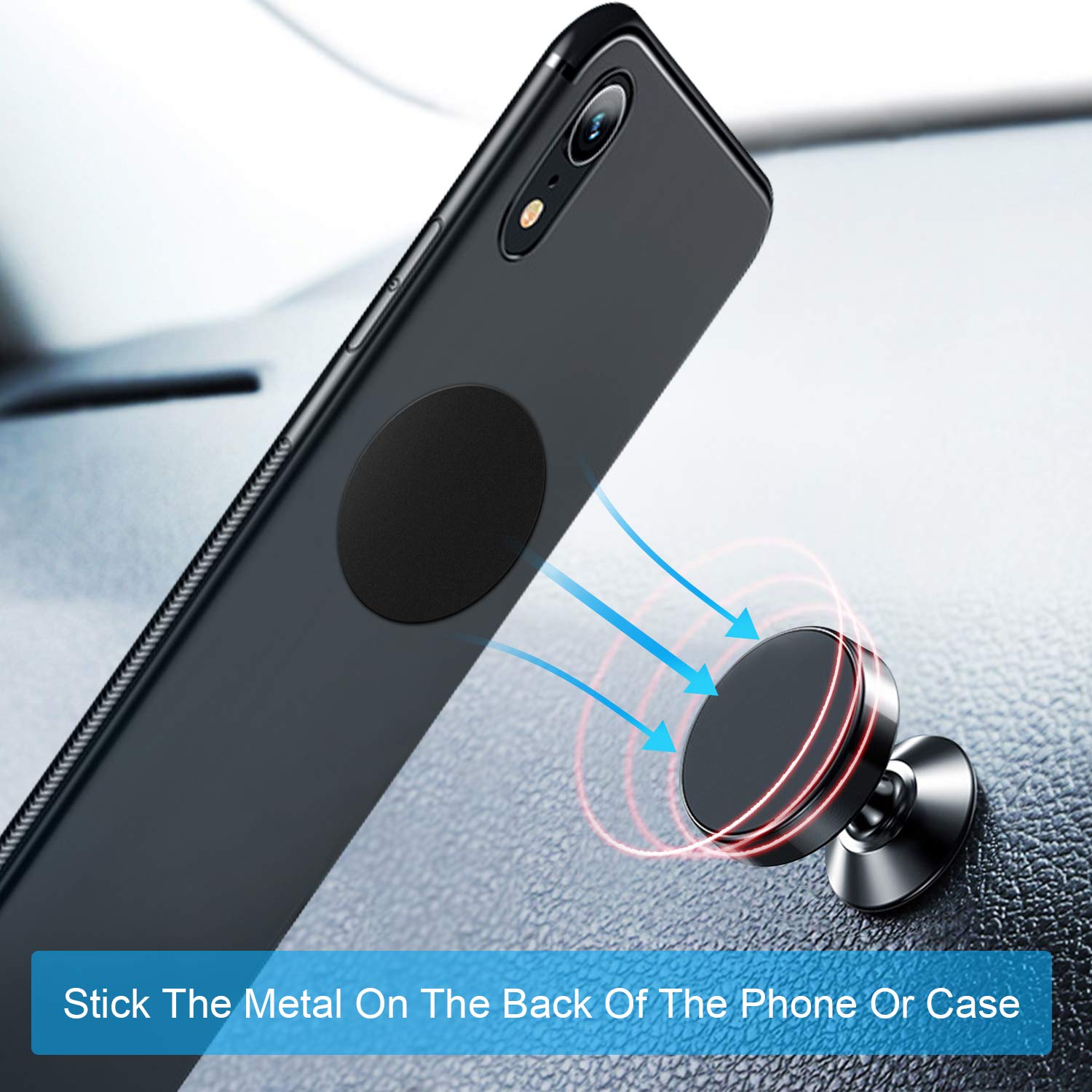 AMIGIK 9 Pack Replacement Mount Metal Plate for Magnetic Phone Holder, Ultra Thin Mental Stickers with Adhesive for Magnet Car Mount Cradle (Round)