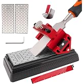 Chisel Sharpening Kit with Honing Guide &amp; 400/1000 Grit Diamond Stone | Woodworking Sharpening Jig, For Chisels &amp; Plane Blades, Angle Guide, Non-Slip Base &amp; Bag