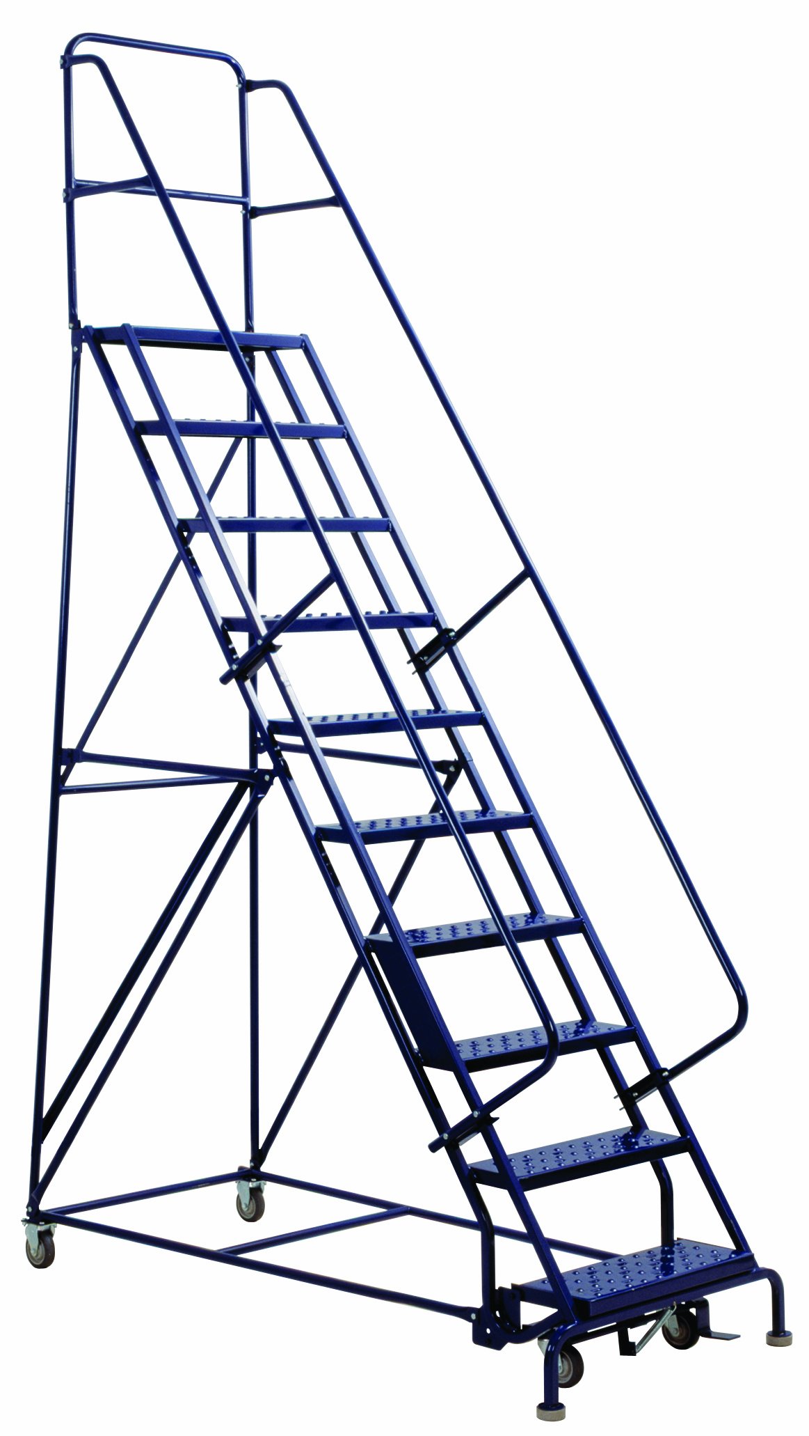 Louisville Ladder GSW2414 Rolling Warehouse Ladder with 24-Inch Step Width and Handrails, 140-Inch Platform Height, 14-Step