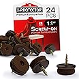 Screw-On Felt Furniture Pads X-Protector 24 PCS - 1.1” Chair Leg Floor Protectors for Hardwood Floors - Premium Chair Glides - Brown Floor Protectors for Chairs - The Best Furniture Sliders!
