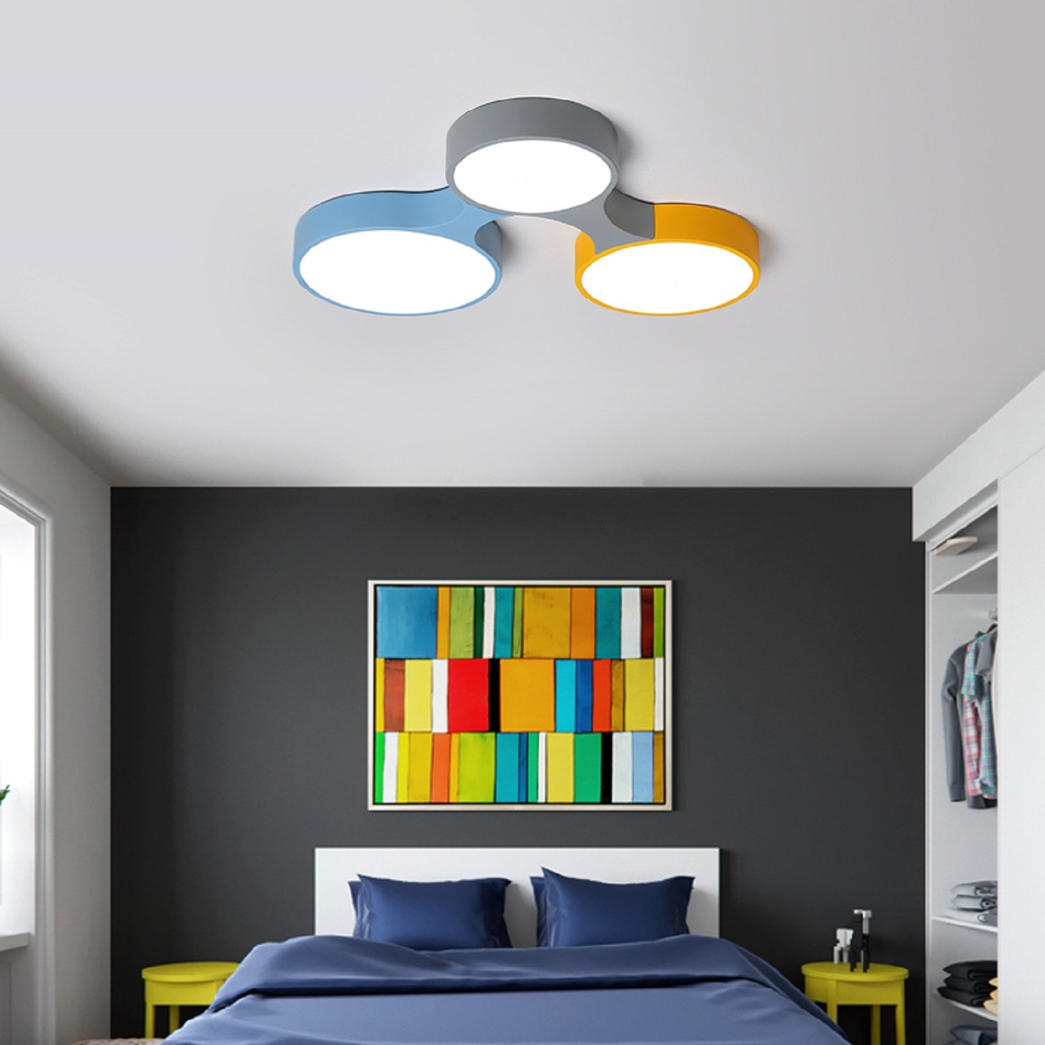 Waineg Nordic Designer 3 Head Colorful Round Acrylic Lampshade