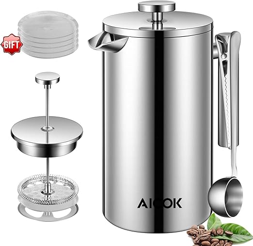 Plateado cafetera Cafetera de Estilo francés Bomba de percolador con Mango  Tetera Accesorios de Cocina émbolo Prensa Francesa cafetera Hogar y cocina  Café y té futakuchi-hakata.com
