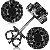 Moissanite Halo Earrings Stud Screw Back 0.2-8.0ct 3-10mm 18K White Gold Plated 925 Sterling Silver Lab Round Cut Brilliant Moissanite Halo Earrings for Women Men