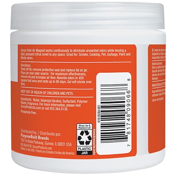GONZO NATURAL MAGIC ODOR AIR MAGNET – ELIMINATES ODORS FROM CLOSETS, RV’S, RENTAL PROPERTIES, CARS, PET AREAS, BATHROOMS, TRASH AREAS CAUSED BY SMOKE, PETS, GARBAGE, 14OZ, CITRUS SCENT