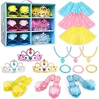 Meland Princess Dress Up for Girls, Toddler Dress Up Clothes with Shoes, Princess Toys for Kids Age 3-6 Birthday Gift
