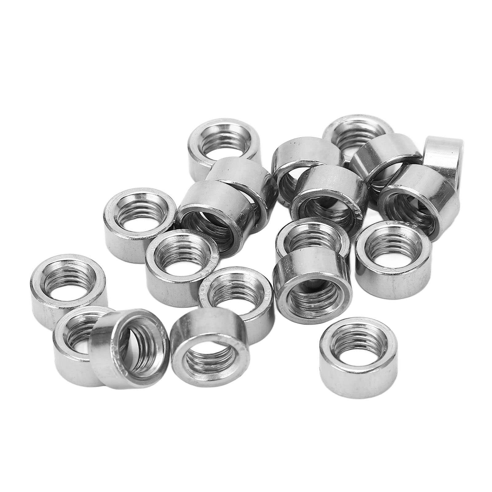 Septpenta 20 PCS Round Connector Nut, M8x12.5 12 L6mm 304 Stainless Steel Round Coupling Nut, Precise Standard, Rod Coupling Nut for Threaded Rod