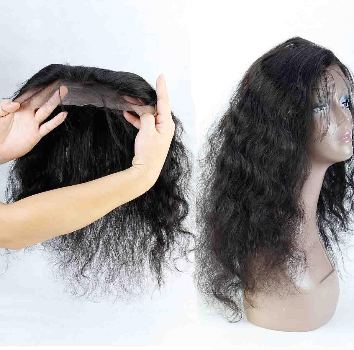 Royale Brazilian Wigs Pre Plucked Lace Front Wig Body Wave 100％ Human Hair Lace Wigs for Black Women Natural Black Color 150％ Density Lace Wig with Baby Hair (18" Lace Front Wig)
