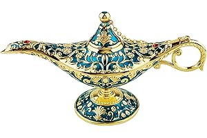 SUNMALL Vintage Legend Aladdin Lamp Magic Genie Wishing Light,Collectable Rare Classic Arabian Costume Props Lamp Tabletop Decor Crafts for Home/Wedding Decoration&Gift for Party/Halloween/Birthday