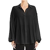 Max Studio Women's Pebble Crepe Button Front Blouse