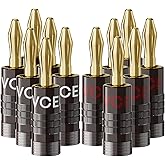 VCELINK Banana Plugs, Speaker Wire Connectors, 4mm 24K Gold Plated Dual-Screw Type for 12-18 AWG Wire, Wall Plate, Audio/Vide